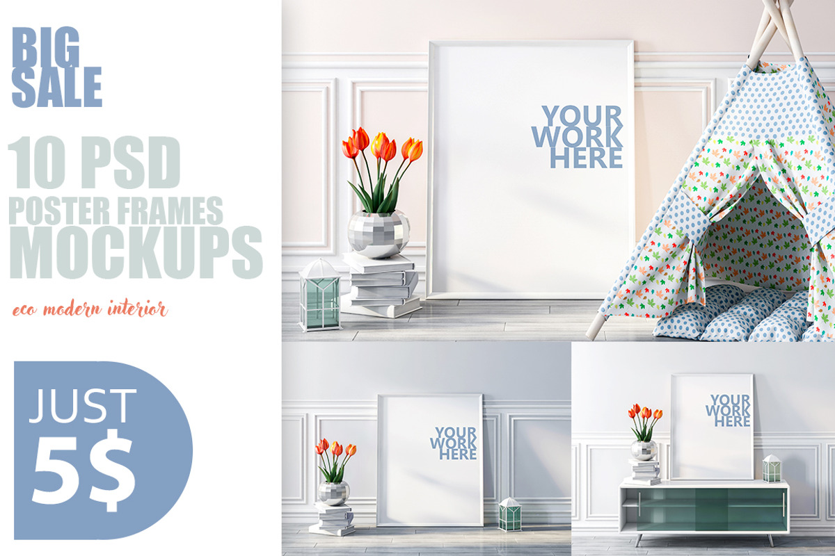 10 PSD frames mockup with flowers, a Books & Magazine Mockup by Radmila (Photo 1 of 8)