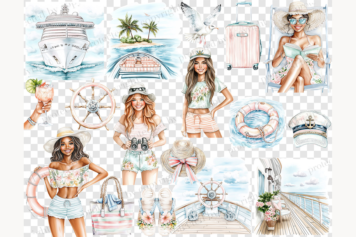 Cruise Clipart PNG | Travel Clip Art, a Person Illustration by GlamArtZhanna (Photo 6 of 6)