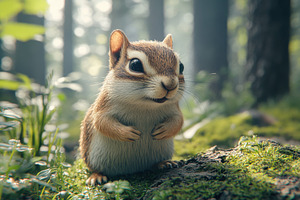 Adorable Chipmunk in Forest Habitat, an Animal Photo by Pixeness Studio