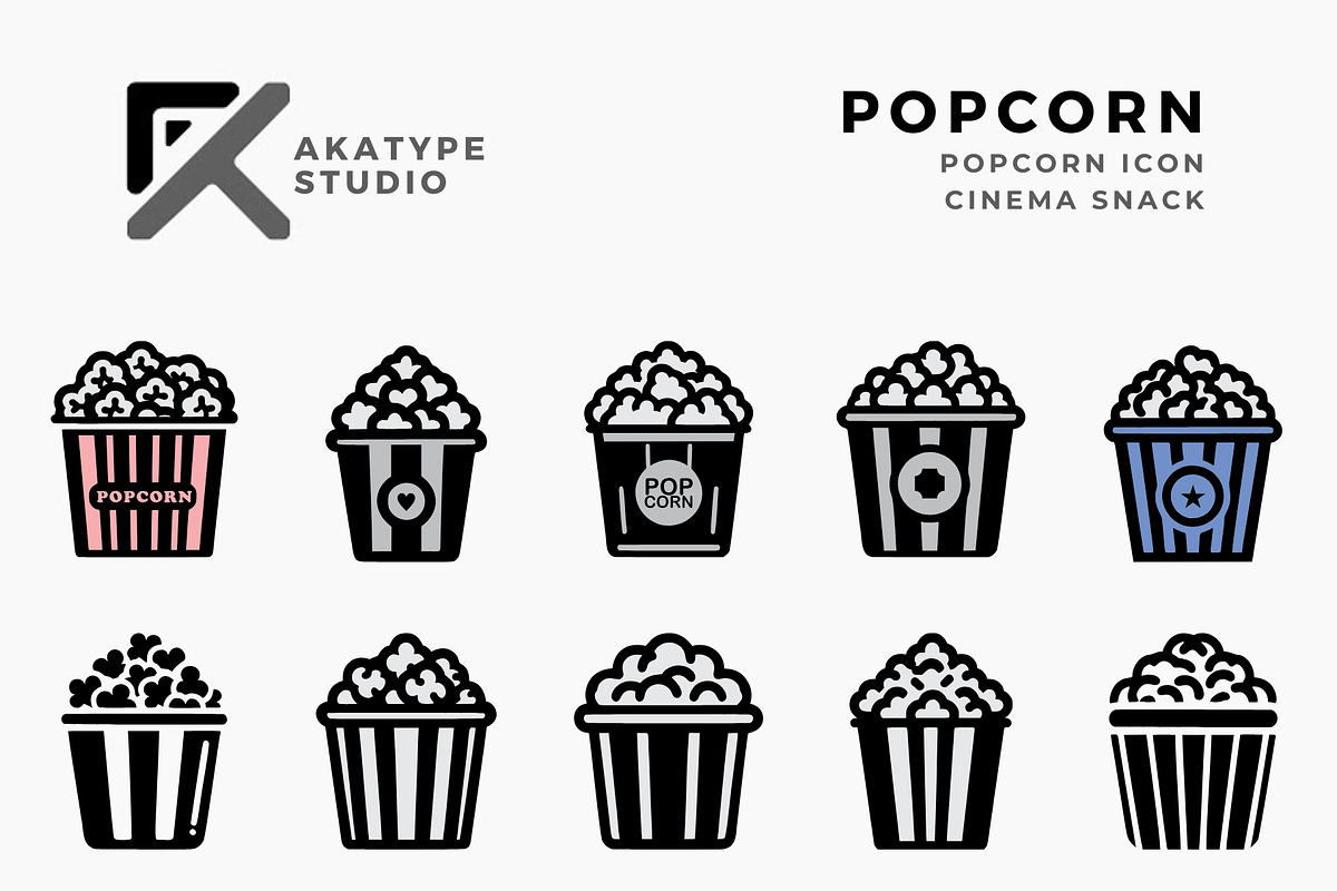 Popcorn Icon Vector, an Icon by Akatype Studio (Photo 1 of 3)