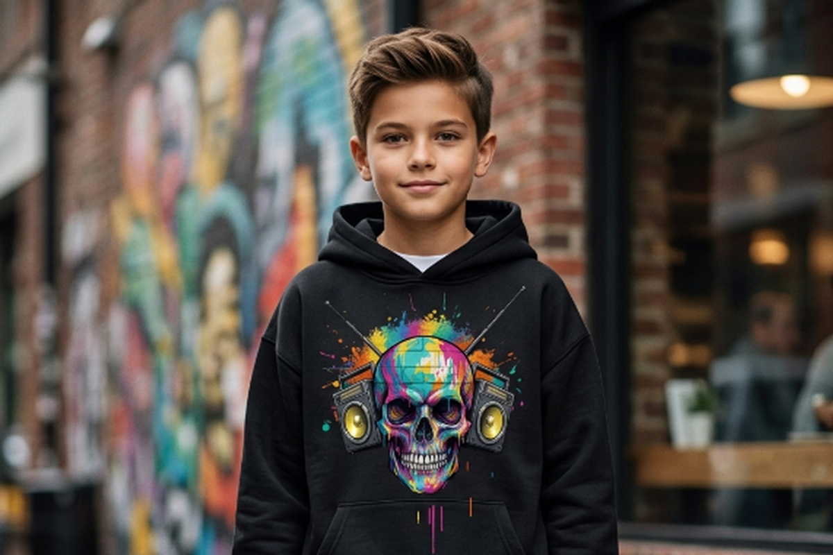 Graffiti Boombox Skull Art, a Shirt Mockup by Vector Stall (Photo 4 of 14)