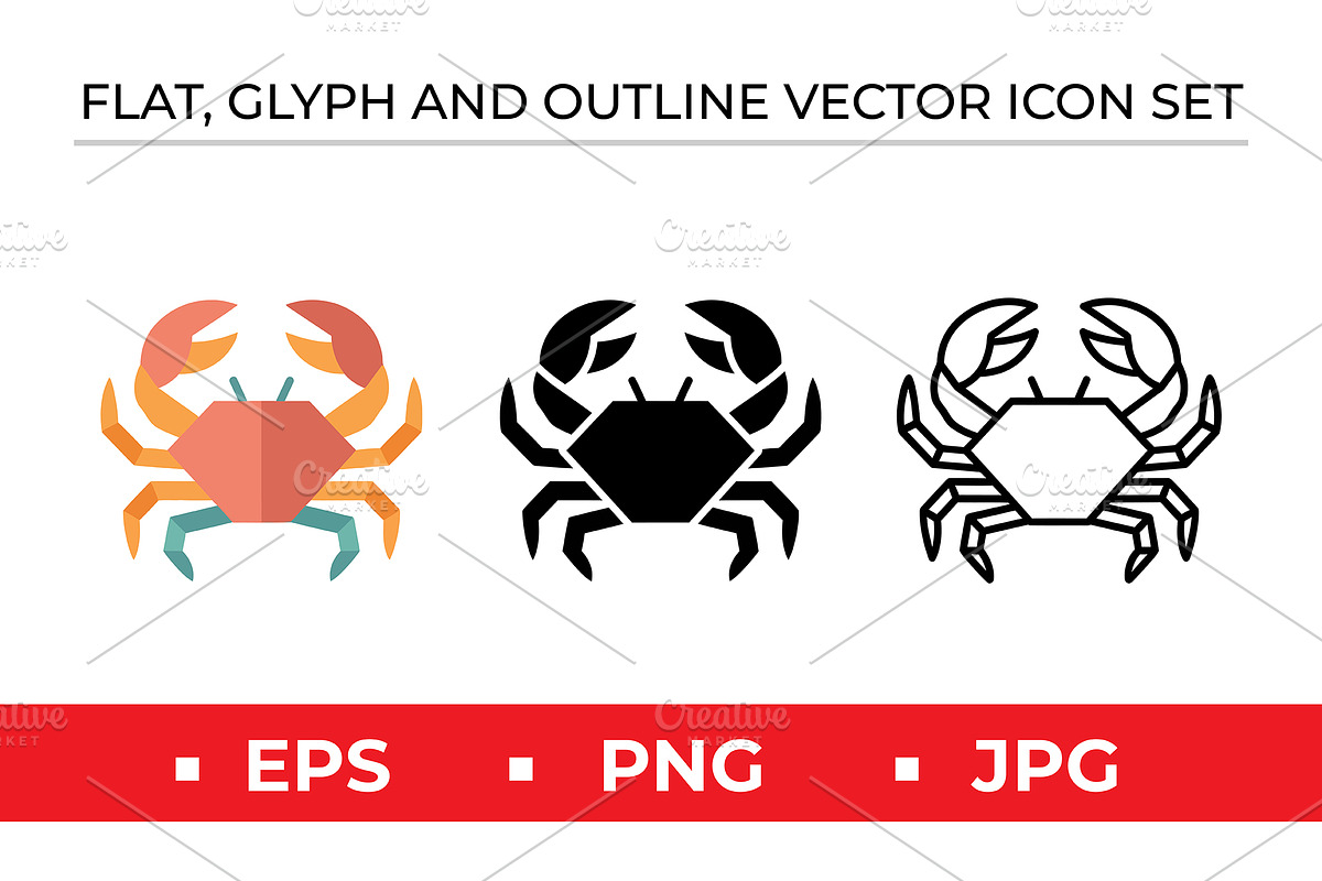 Crab Icon Set Vector, an Outline Icon by Artonix (Photo 1 of 2)