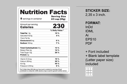 Nutrition Facts label Template
