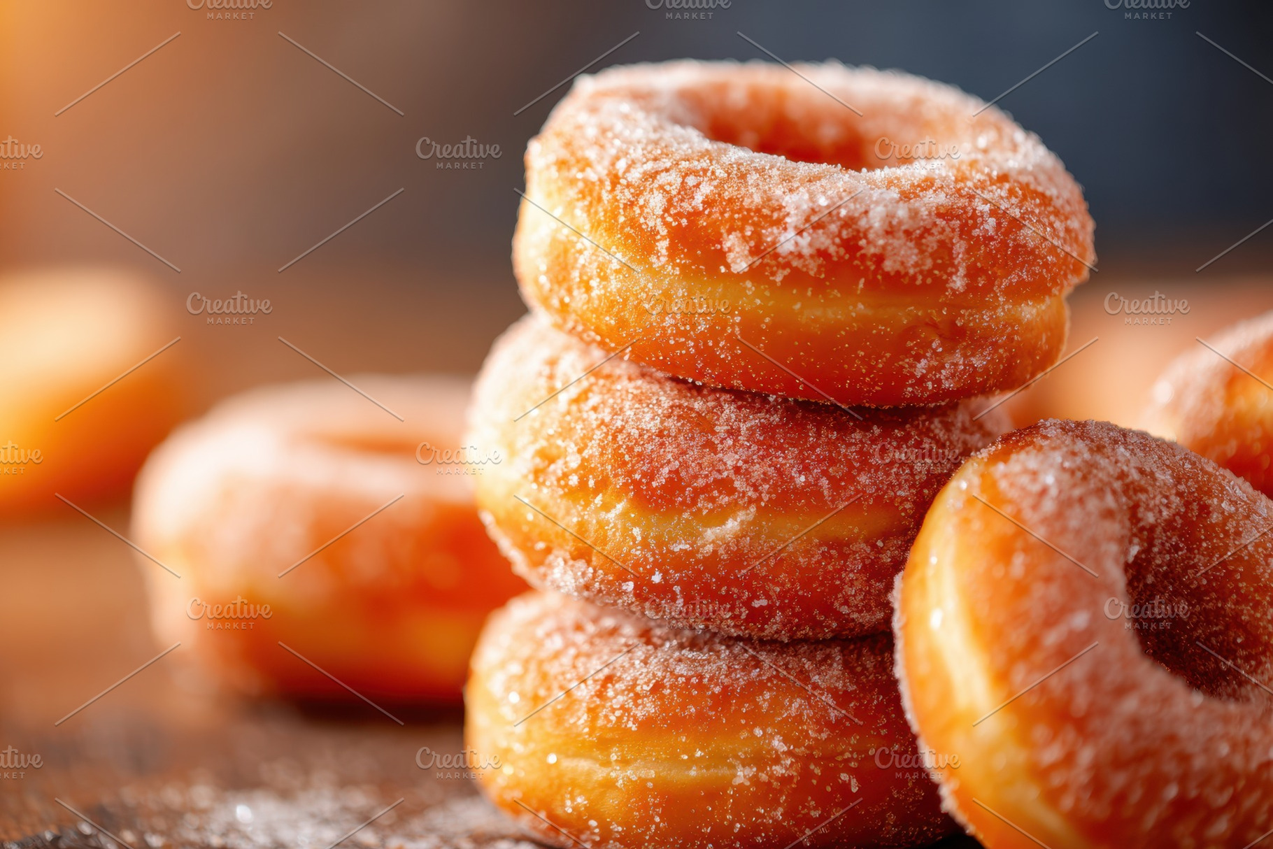 Stack of sugar-coated donuts, a Food & Drink Photo by AlyaAnd