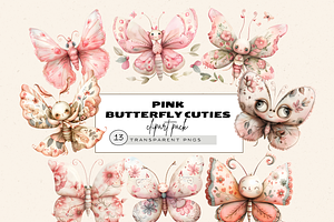 PIN BUTTERFLY CUTIES WITH EYES PNGS