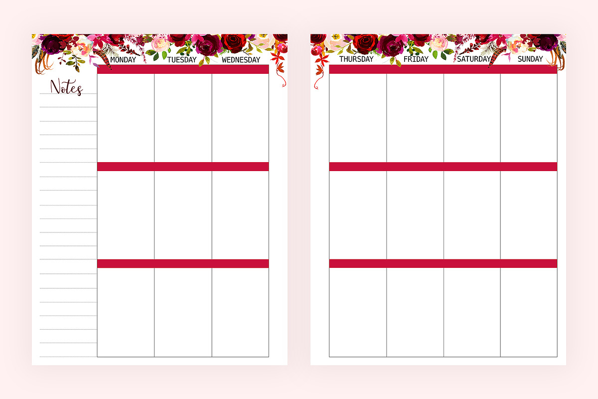 Weekly Planner Inserts 8.5x11 Boho, a Stationery Template by EasyLifePlanners (Photo 4 of 4)