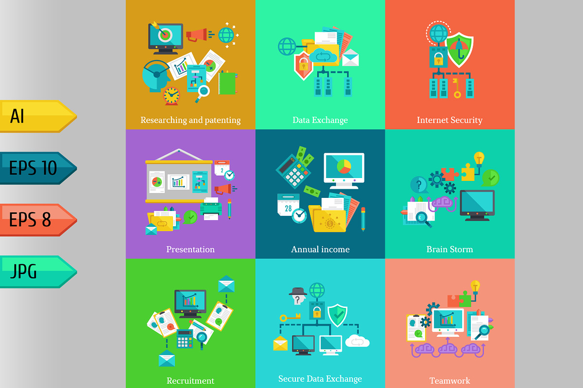 Set of business and starup concepts., a Work Illustration by julia_musdotter (Photo 1 of 22)