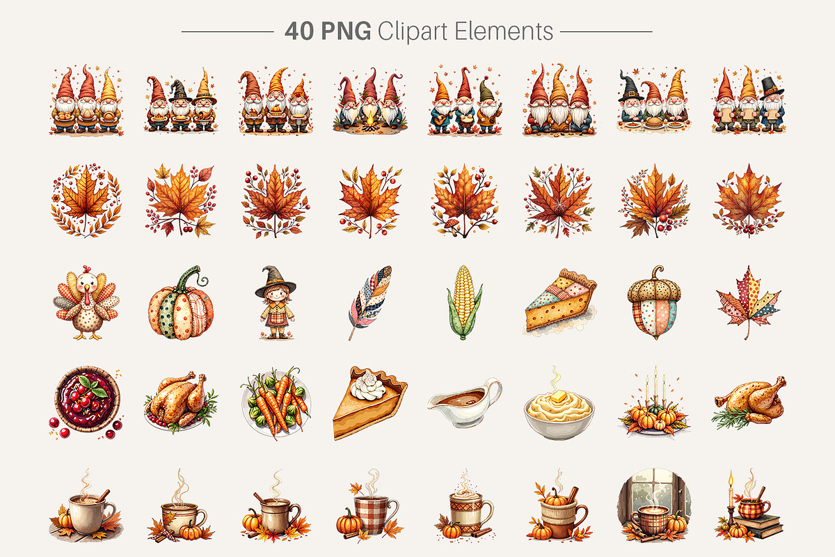 Watercolor Thanksgiving Clipart, an Illustration by Artnoy (Photo 2 of 8)