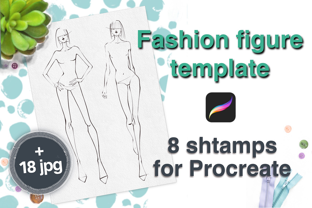 Fashion figures for PROCREATE, a Brush Add-On by Irena Matiash shop (Photo 1 of 6)