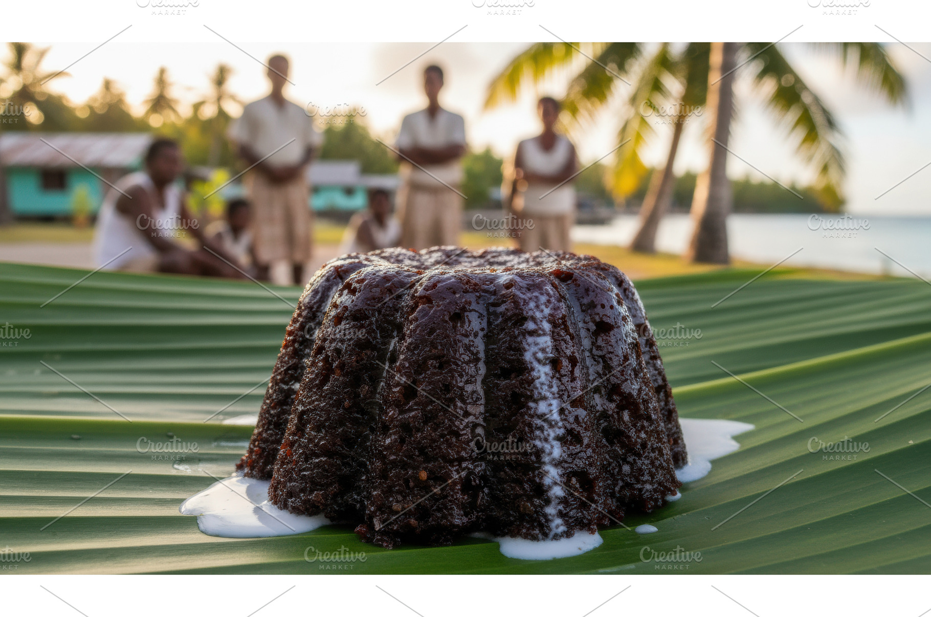 Dark steamed pudding on a banana, a Food & Drink Photo by Igor Tichonow