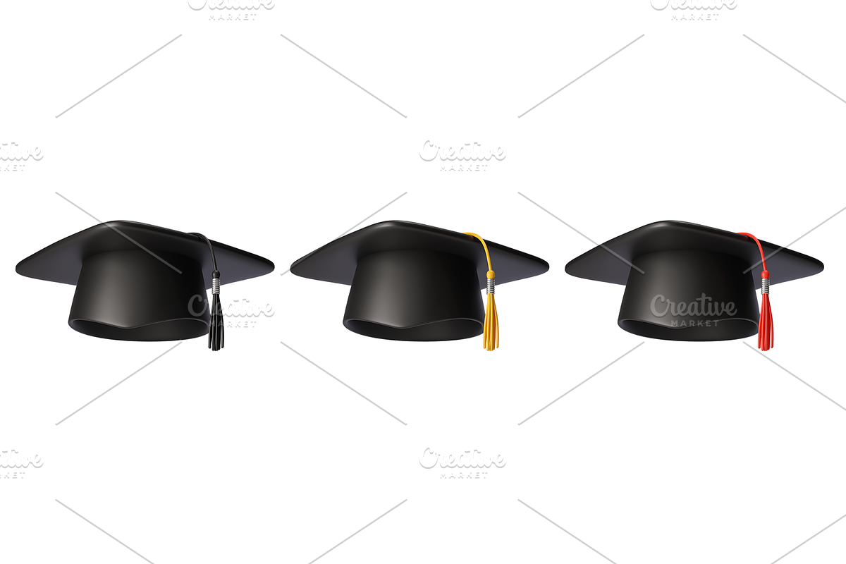 3D Black Graduation cap icons, an Object 3D Model by Hannet (Photo 1 of 4)