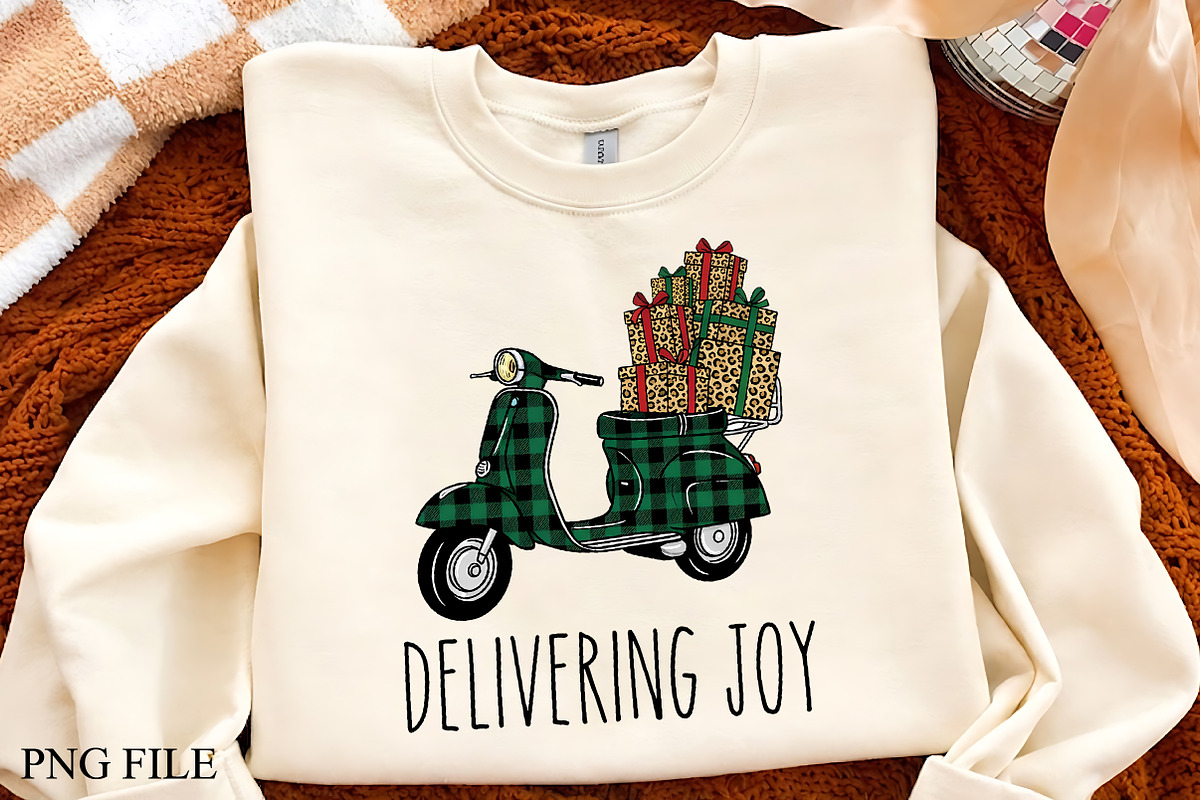 Delivering Joy Scooter PNG Art, a Seasonal Illustration by CrexoraLab (Photo 1 of 4)