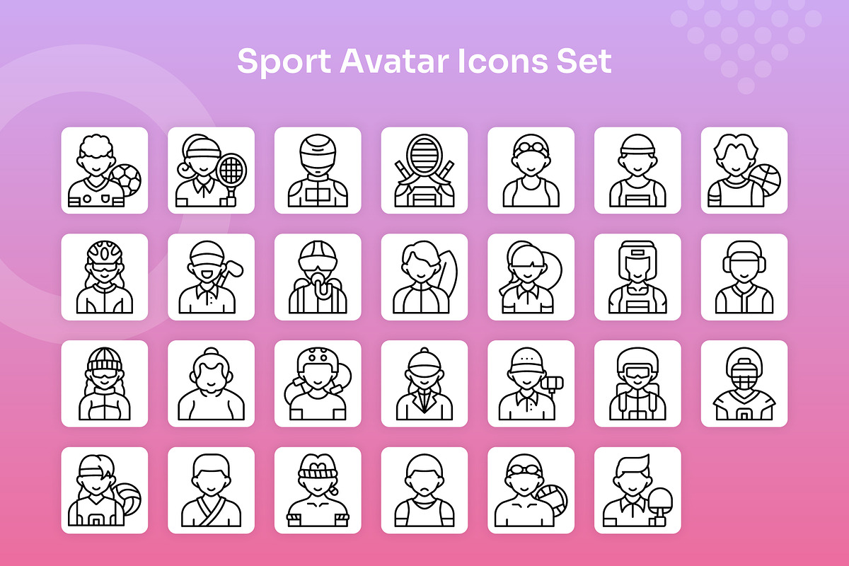 Sport Avatar Icons Set - Line, an Outline Icon by Kmg Design (Photo 2 of 2)