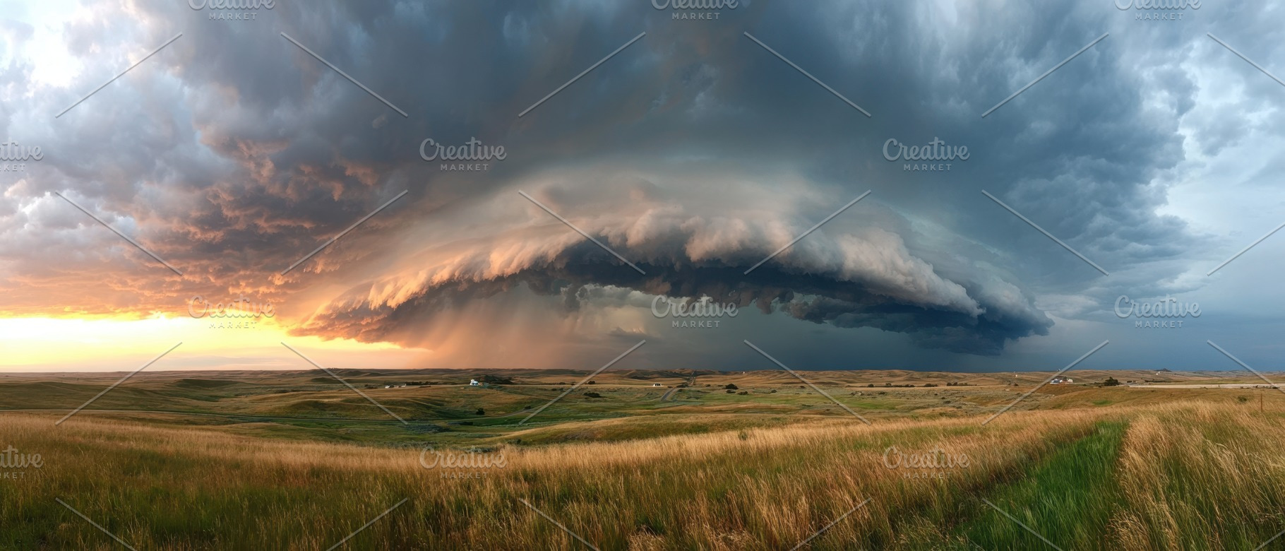 Dramatic storm clouds over rolling hills at sunset, a Nature Photo by AlyaAnd