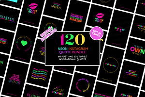 Neon Instagram Quotes Bundle