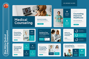 Blue White Medical Counseling, a Presentation Template by Sixtemp