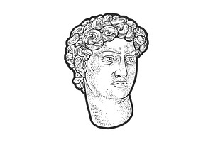 Head Of David Statue Sketch Vector