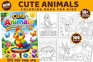 Cute Animals Coloring Book for Kids, an Animal Illustration by Design Station