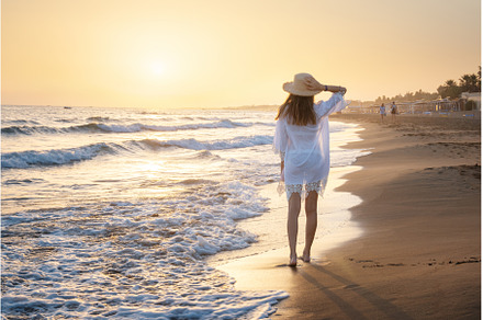 Beautiful young woman with straw hat, a Person Photo by den-belitsky