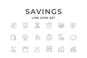 Set line icons of savings, an Outline Icon by motorama