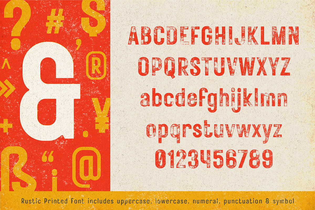 Rustic Printed - Vintage Font, a Sans Serif Font by Edignwn Type (Photo 6 of 8)