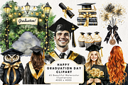 Black & Gold Graduation Day Clipart, an Illustration by NadiaTheronArt (Thumbnail 1 of 5)