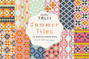 Summer Tiles Digital Paper, a Pattern Graphic by Hello Talii (Thumbnail 1 of 3)