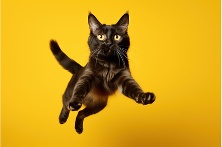 Lively Jumping cat background, an Animal Photo by Ylivdesign