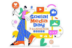 7 Social Media Day Illustration, a Seasonal Illustration by denayunebgt