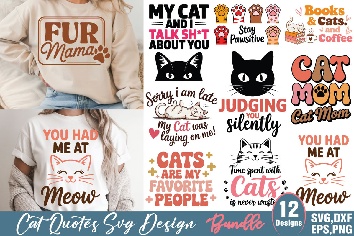 Cat Quote SVG Design Bundle, an Object Graphic by DollarSmart
