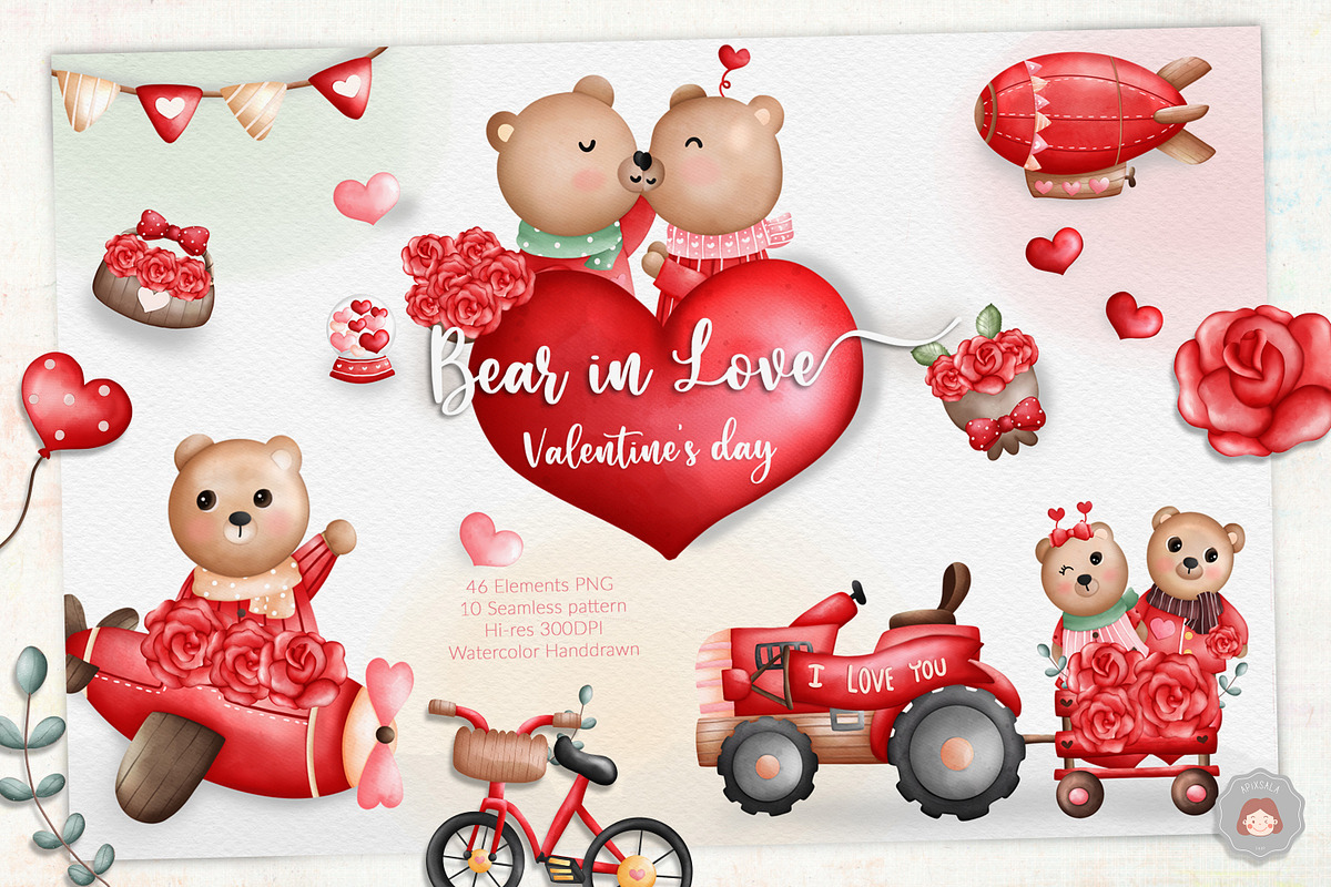 Bear in Love | Valentine Bear, an Animal Illustration by Apixsala (Photo 1 of 8)