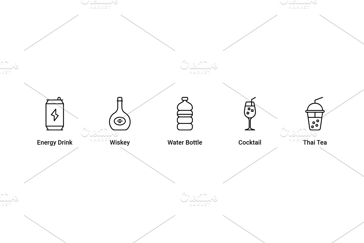 Food and Drinks Outline icons, an Icon by Vector Squad (Photo 5 of 5)