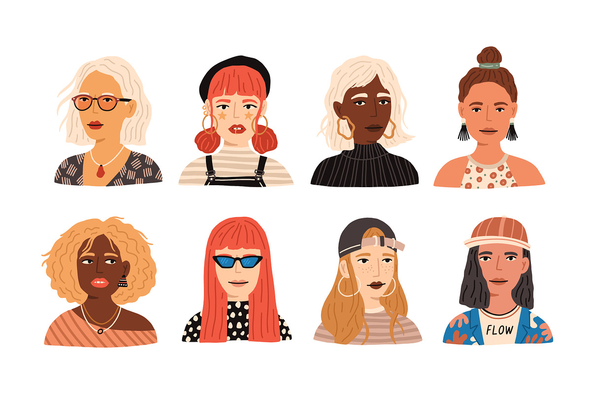 Modern women portraits set, a Person Illustration by Good Studio (Photo 4 of 6)