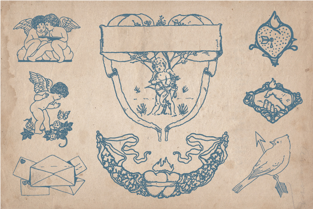 Vintage Valentine's Illustrations preview 2
