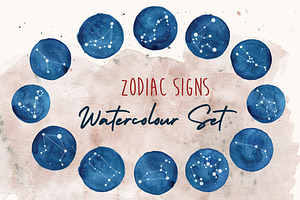 Zodiac Sign Astrology Watercolor Set