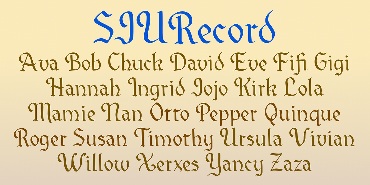 SJURecord, a Blackletter Font by Ingrimayne Type (Photo 5 of 7)