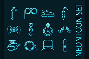 Gentlemens Vintage Stuff Set Icons.