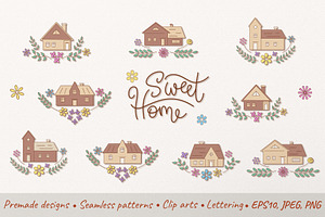 Sweet Home Clipart and Pattern