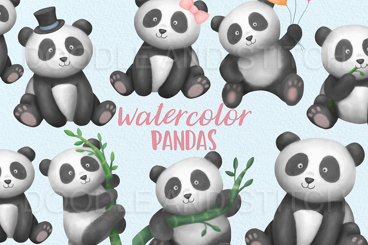 Cute Watercolor Panda Illustrations, an Animal Illustration by Doodle and Stitch (Photo 1 of 2)
