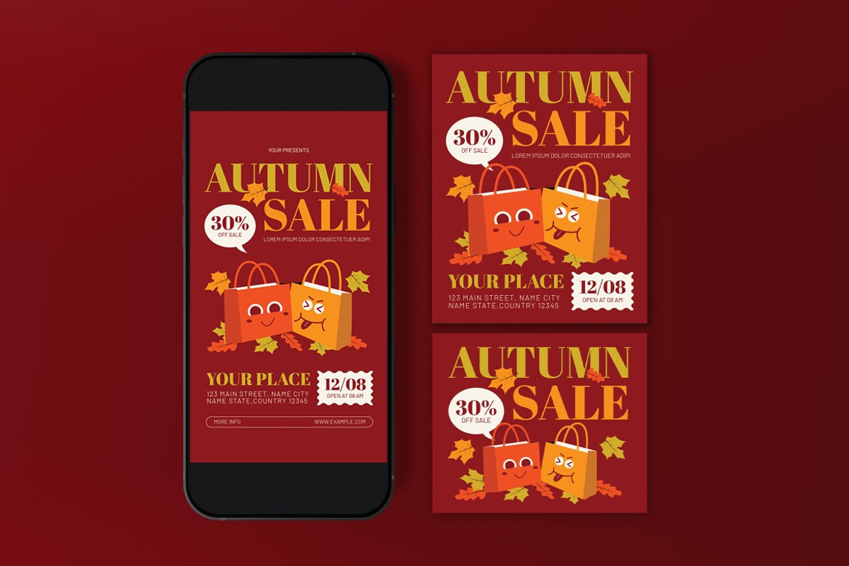 Brown Green Autumn Sale Flyer Set, a Flyer Template by graphicook (Photo 3 of 3)