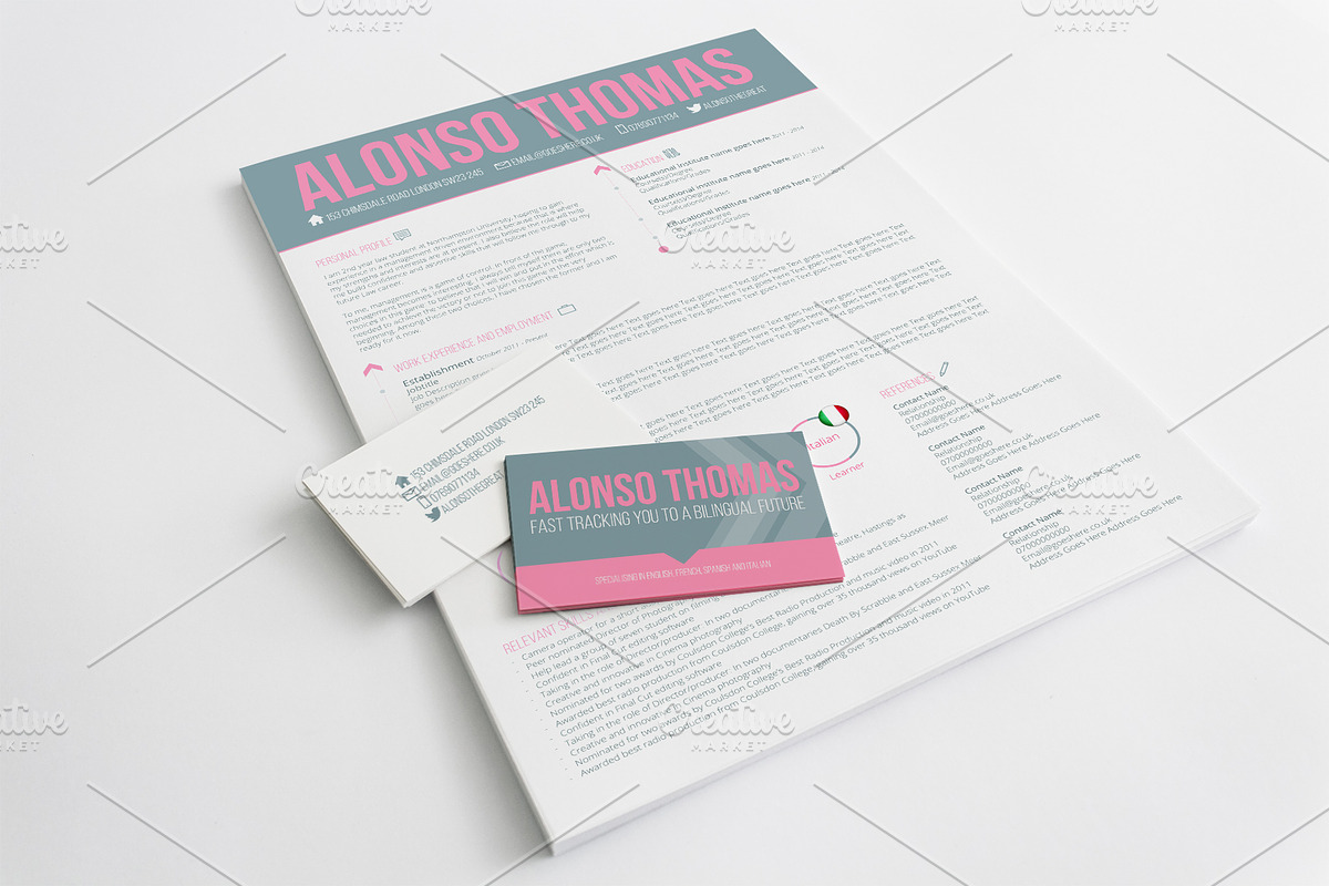 Bubblegum CV/Resume + Business Card, a Resume Template by Valeur Design (Photo 2 of 6)