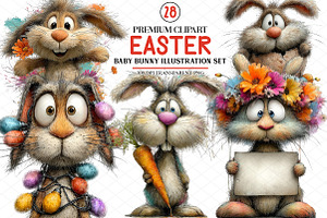Baby Bunny Easter Illustration Set, an Illustration by cherrydesign