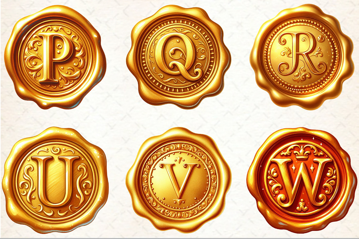 Gold Wax Stamp Letter Clipart, an Illustration by Rose Art (Photo 3 of 7)