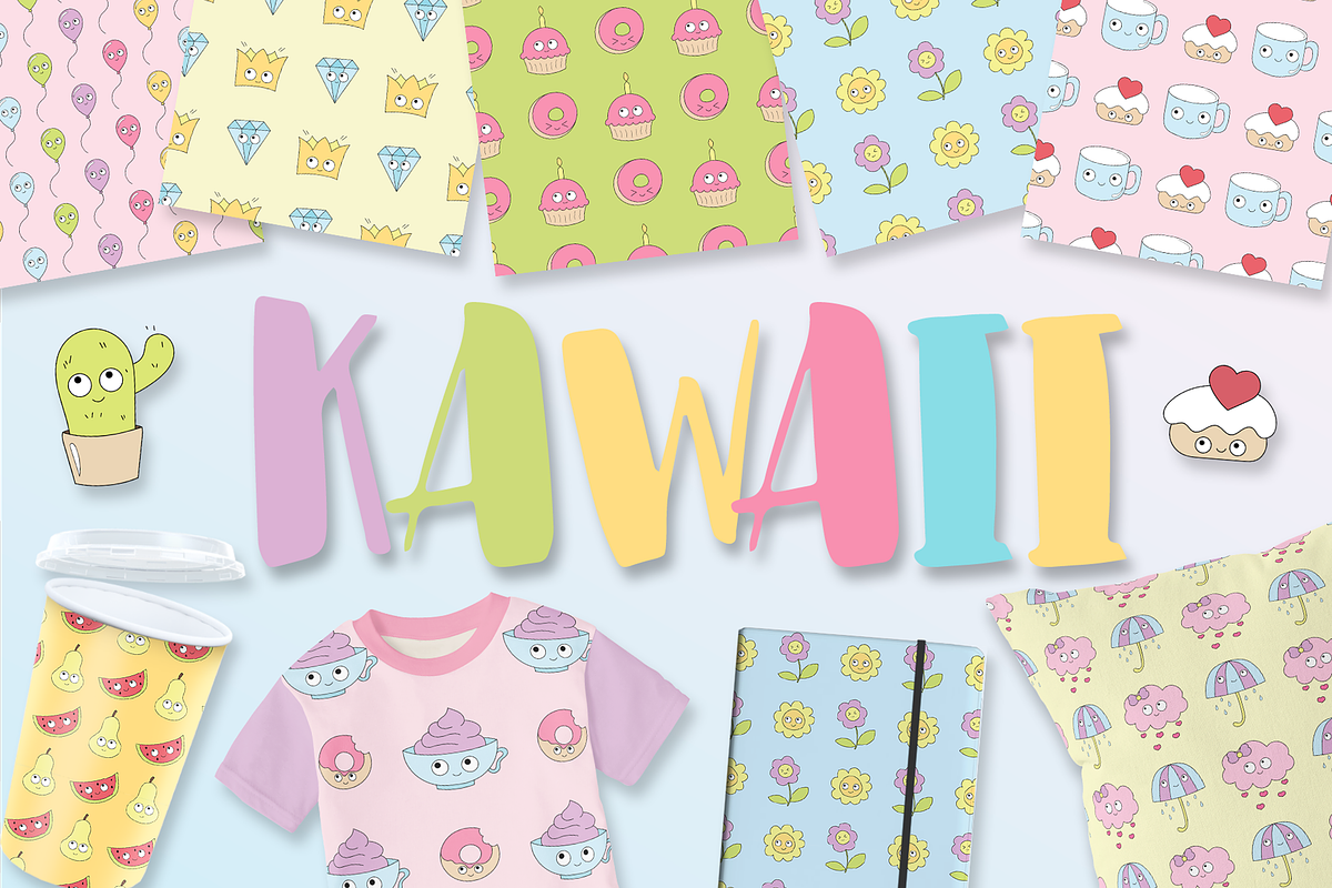 Kawaii (patterns, elements), a Decorative Illustration by My Sweet Dreams (Photo 1 of 4)