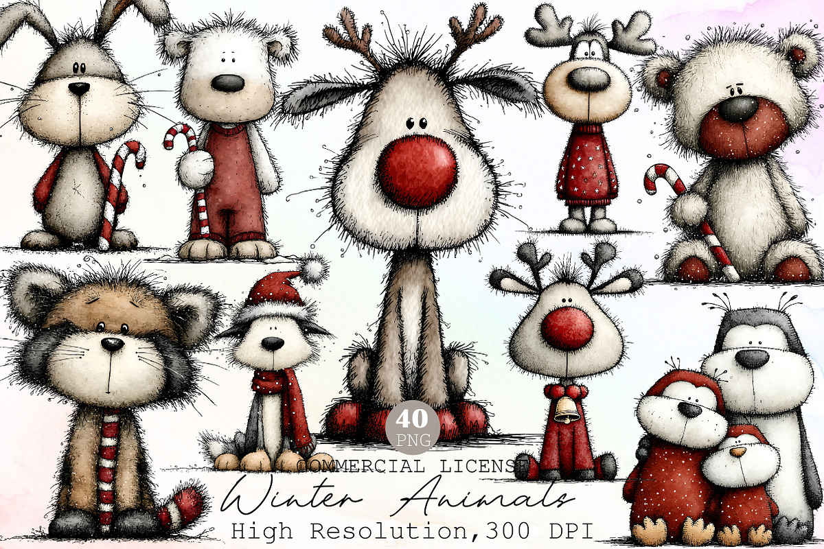 Christmas Winter Animals Clipart, an Illustration by Sublimation Artist (Photo 1 of 6)