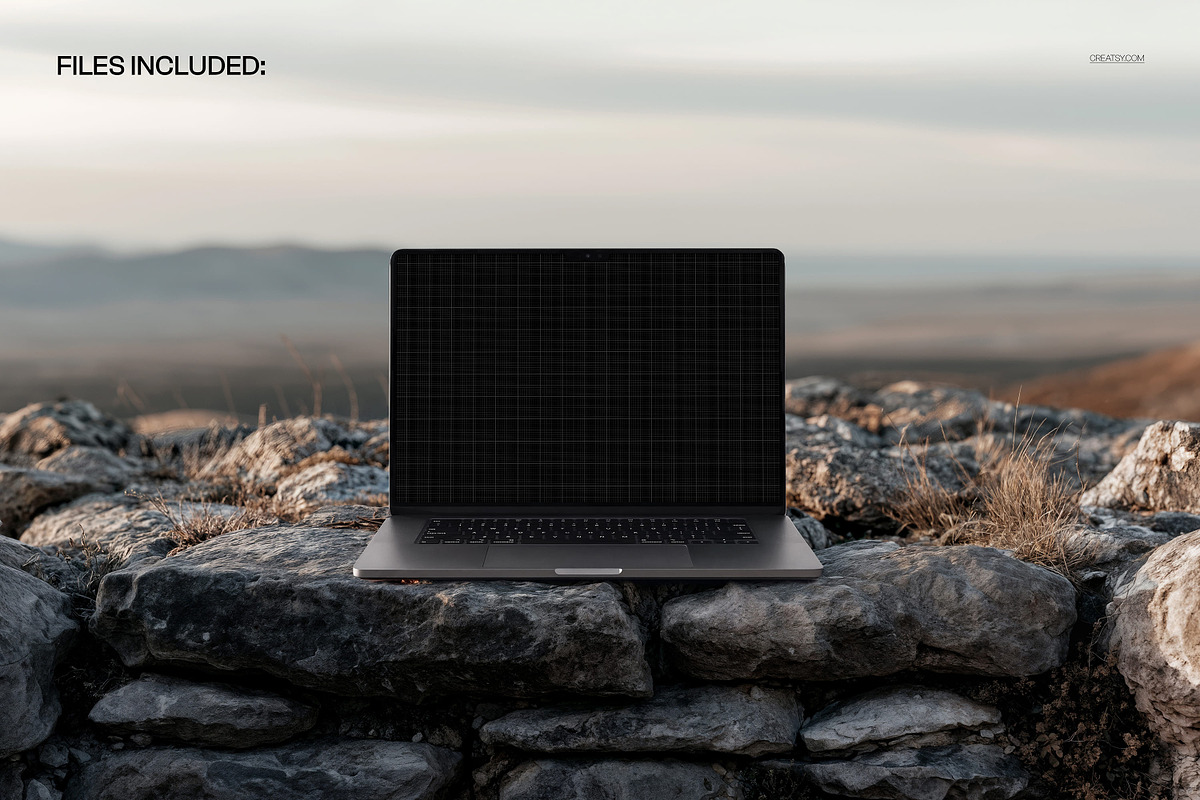 Laptop on Coastal Rocks Mockup, a Mac Mockup by creatsy5 (Photo 2 of 4)