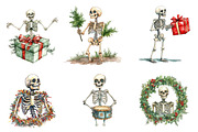 Funny Skeleton Christmas Clipart, an Illustration by designcity5 (Thumbnail 3 of 5)