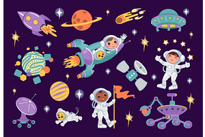 Kids Astronauts With Space Elements