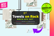 Bath Towels on Rack 6x Mock-ups, a Print Template by Mocca Mockups Store (Thumbnail 1 of 6)