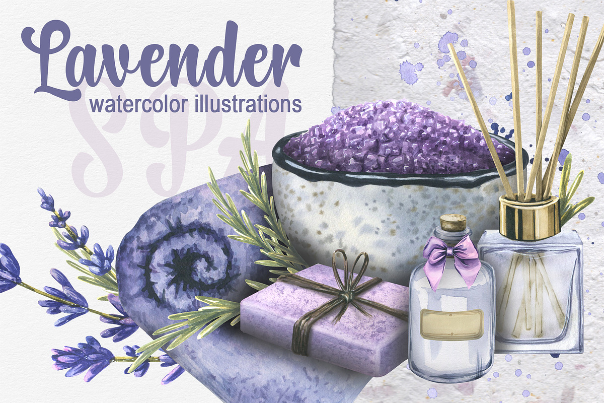 Lavender Spa Watercolor Set, an Illustration by NATASHA CHU (Photo 1 of 19)